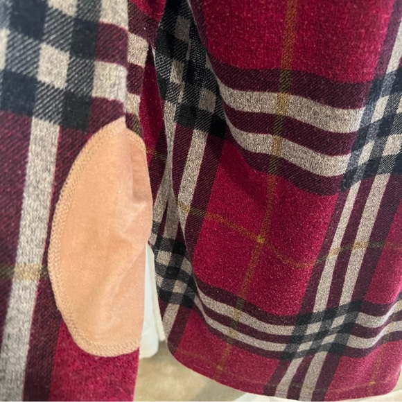 Vanilla Bay size small woman’s plaid faux suede elbow open cardigan. - Picture 8 of 9